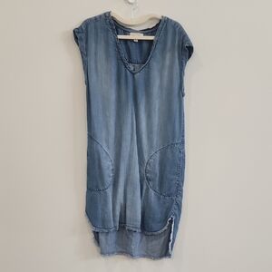 Cloth & Stone V-Neck Hi-low Denim Tunic Dress, Size M